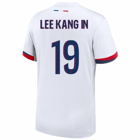 Kandiny Heren Kang-In Lee #19 Wit Blauw Rood Uitshirt Uittenue 2024/25 T-Shirt