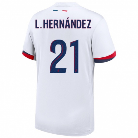 Kandiny Heren Lucas Hernández #21 Wit Blauw Rood Uitshirt Uittenue 2024/25 T-Shirt