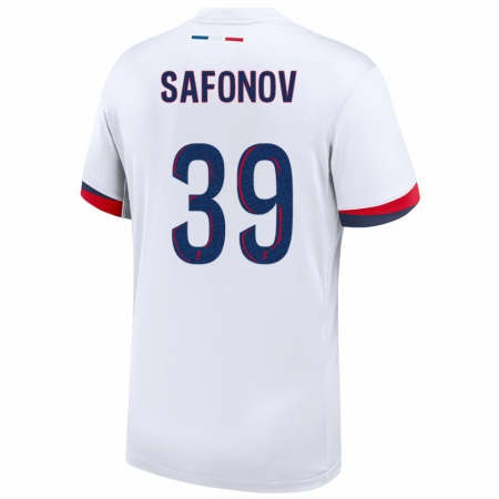 Kandiny Uomo Maglia Matvey Safonov #39 Bianco Blu Rosso Kit Gara Away 2024/25 Maglietta