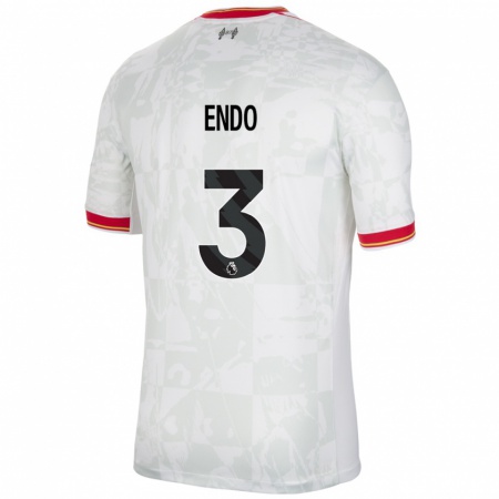 Kandiny Uomo Maglia Wataru Endo #3 Bianco Rosso Nero Kit Gara Third 2024/25 Maglietta