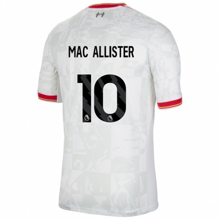 Kandiny Uomo Maglia Alexis Mac Allister #10 Bianco Rosso Nero Kit Gara Third 2024/25 Maglietta