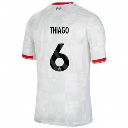 Kandiny Heren Thiago #6 Wit Rood Zwart Thuisshirt Derde Tenue 2024/25 T-Shirt