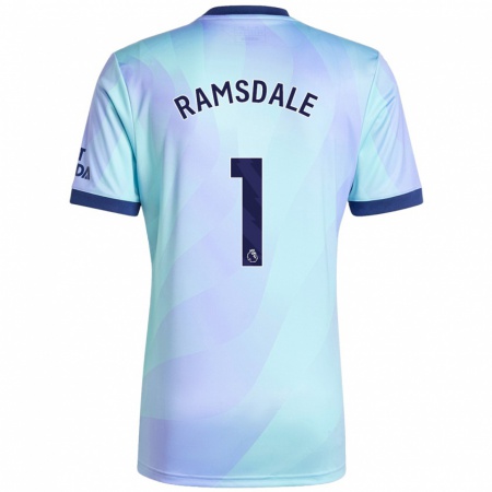 Kandiny Heren Aaron Ramsdale #1 Aqua Thuisshirt Derde Tenue 2024/25 T-Shirt