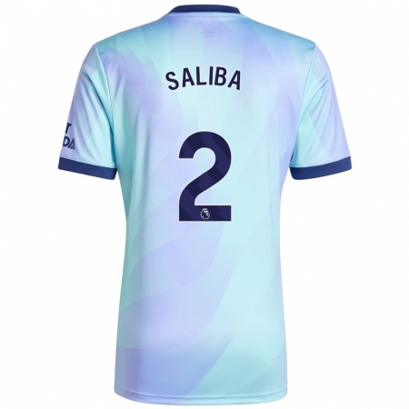 Kandiny Heren William Saliba #2 Aqua Thuisshirt Derde Tenue 2024/25 T-Shirt