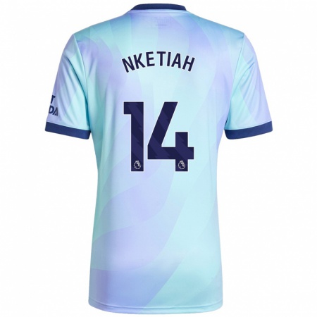 Kandiny Heren Eddie Nketiah #14 Aqua Thuisshirt Derde Tenue 2024/25 T-Shirt