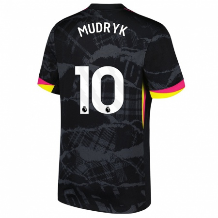 Kandiny Heren Mykhaylo Mudryk #10 Zwartroze Thuisshirt Derde Tenue 2024/25 T-Shirt