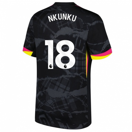 Kandiny Herren Christopher Nkunku #18 Schwarz Rosa Ausweichtrikot Trikot 2024/25 T-Shirt Österreich