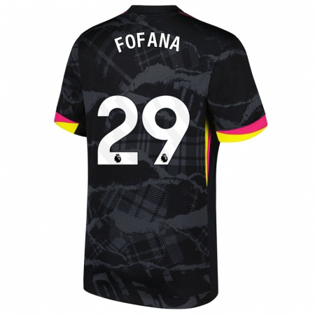 Kandiny Heren Wesley Fofana #29 Zwartroze Thuisshirt Derde Tenue 2024/25 T-Shirt