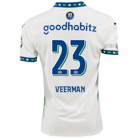 Kandiny Heren Joey Veerman #23 Wit Donkerblauw Thuisshirt Derde Tenue 2024/25 T-Shirt