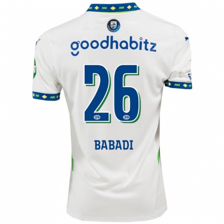 Kandiny Heren Isaac Babadi #26 Wit Donkerblauw Thuisshirt Derde Tenue 2024/25 T-Shirt