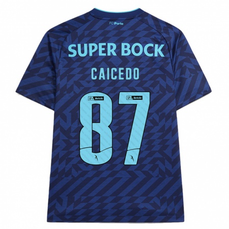 Kandiny Herren Brayan Caicedo #87 Marineblau Ausweichtrikot Trikot 2024/25 T-Shirt Österreich