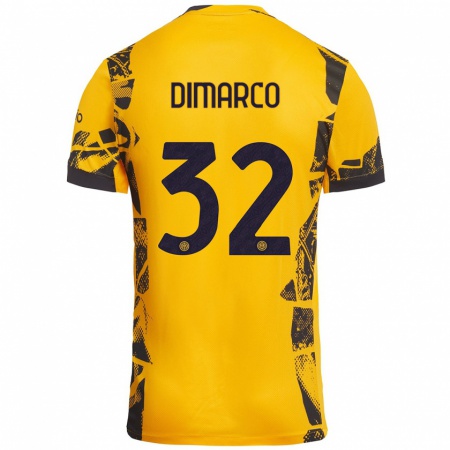 Kandiny Heren Federico Dimarco #32 Goud Zwart Thuisshirt Derde Tenue 2024/25 T-Shirt