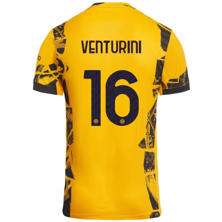 Kandiny Heren Matteo Venturini #16 Goud Zwart Thuisshirt Derde Tenue 2024/25 T-Shirt