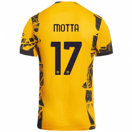 Kandiny Heren Matteo Motta #17 Goud Zwart Thuisshirt Derde Tenue 2024/25 T-Shirt