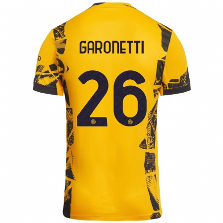 Kandiny Heren Gabriele Garonetti #26 Goud Zwart Thuisshirt Derde Tenue 2024/25 T-Shirt