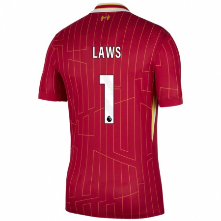 Kandiny Dames Rachael Laws #1 Rood Geel Wit Thuisshirt Thuistenue 2024/25 T-Shirt