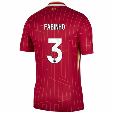 Kandiny Dames Fabinho #3 Rood Geel Wit Thuisshirt Thuistenue 2024/25 T-Shirt