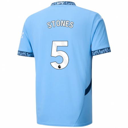 Kandiny Mujer Camiseta John Stones #5 Azul Marino 1ª Equipación 2024/25 La Camisa México