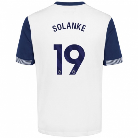 Kandiny Dames Dominic Solanke #19 Wit Blauw Thuisshirt Thuistenue 2024/25 T-Shirt