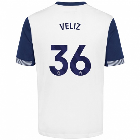 Kandiny Dames Alejo Véliz #36 Wit Blauw Thuisshirt Thuistenue 2024/25 T-Shirt