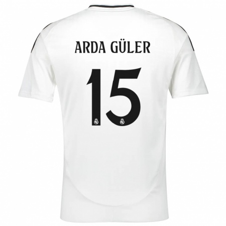 Kandiny Dames Arda Güler #15 Wit Thuisshirt Thuistenue 2024/25 T-Shirt