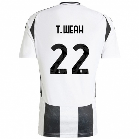 Kandiny Dames Timothy Weah #22 Wit Zwart Thuisshirt Thuistenue 2024/25 T-Shirt