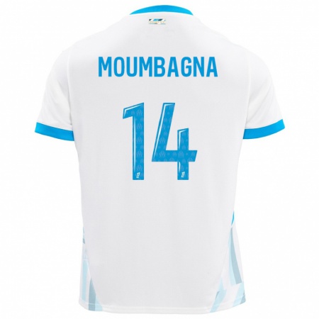 Kandiny Dames Faris Moumbagna #14 Wit Hemelsblauw Thuisshirt Thuistenue 2024/25 T-Shirt