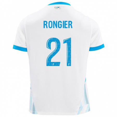 Kandiny Dames Valentin Rongier #21 Wit Hemelsblauw Thuisshirt Thuistenue 2024/25 T-Shirt