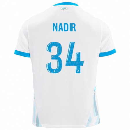 Kandiny Dames Bilal Nadir #34 Wit Hemelsblauw Thuisshirt Thuistenue 2024/25 T-Shirt