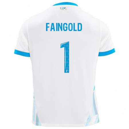 Kandiny Dames Abbie Faingold #1 Wit Hemelsblauw Thuisshirt Thuistenue 2024/25 T-Shirt