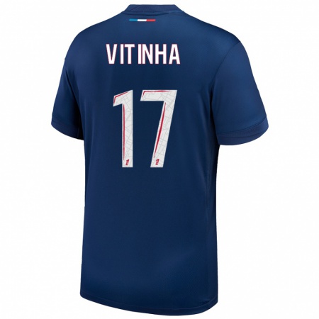 Kandiny Dames Vitinha #17 Marineblauw Wit Thuisshirt Thuistenue 2024/25 T-Shirt