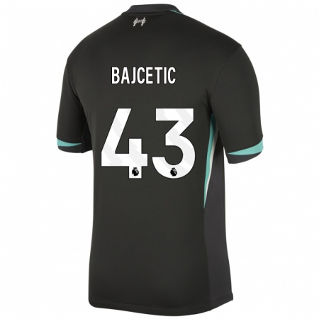 Kandiny Dames Stefan Bajcetic #43 Zwart Antraciet Wit Uitshirt Uittenue 2024/25 T-Shirt