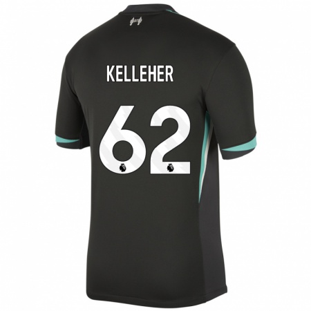 Kandiny Dames Caoimhín Kelleher #62 Zwart Antraciet Wit Uitshirt Uittenue 2024/25 T-Shirt