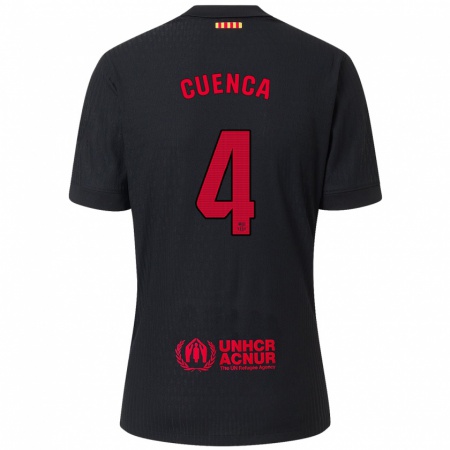 Kandiny Dames Andrés Cuenca #4 Zwart Rood Uitshirt Uittenue 2024/25 T-Shirt