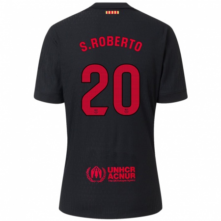 Kandiny Dames Sergi Roberto #20 Zwart Rood Uitshirt Uittenue 2024/25 T-Shirt