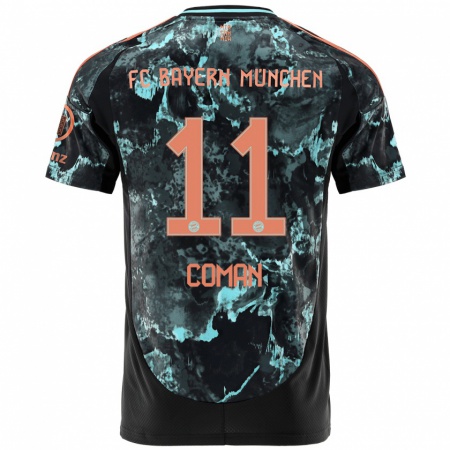 Kandiny Dames Kingsley Coman #11 Zwart Uitshirt Uittenue 2024/25 T-Shirt