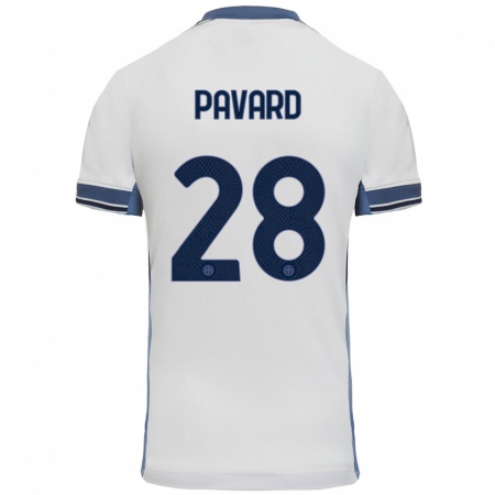 Kandiny Donna Maglia Benjamin Pavard #28 Bianco Grigio Kit Gara Away 2024/25 Maglietta