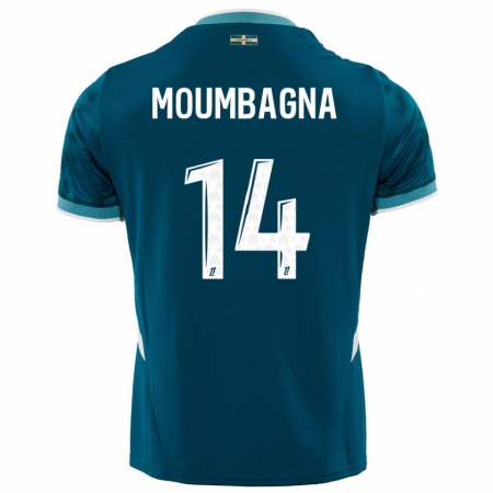 Kandiny Dames Faris Moumbagna #14 Turkoois Blauw Uitshirt Uittenue 2024/25 T-Shirt