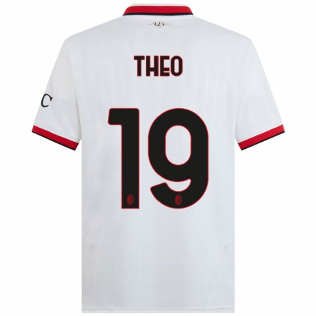 Kandiny Donna Maglia Theo Hernández #19 Bianco Nero Rosso Kit Gara Away 2024/25 Maglietta