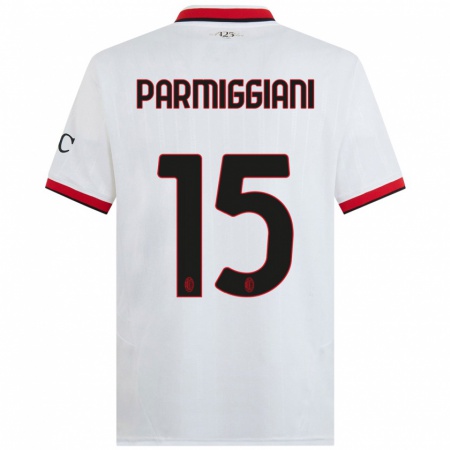 Kandiny Dames Pietro Parmiggiani #15 Wit Zwart Rood Uitshirt Uittenue 2024/25 T-Shirt