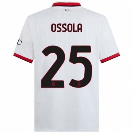 Kandiny Donna Maglia Lorenzo Ossola #25 Bianco Nero Rosso Kit Gara Away 2024/25 Maglietta