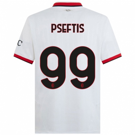 Kandiny Donna Maglia Fotios Pseftis #99 Bianco Nero Rosso Kit Gara Away 2024/25 Maglietta