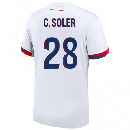 Kandiny Dames Carlos Soler #28 Wit Blauw Rood Uitshirt Uittenue 2024/25 T-Shirt