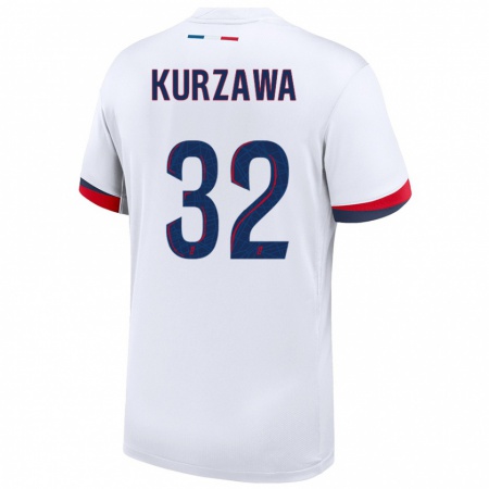 Kandiny Dames Layvin Kurzawa #32 Wit Blauw Rood Uitshirt Uittenue 2024/25 T-Shirt