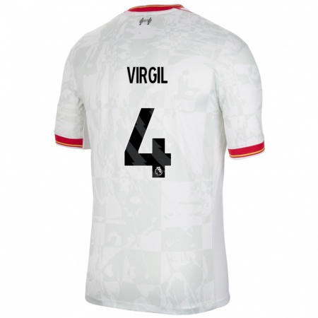 Kandiny Dames Virgil Van Dijk #4 Wit Rood Zwart Thuisshirt Derde Tenue 2024/25 T-Shirt