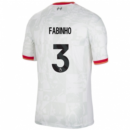 Kandiny Dames Fabinho #3 Wit Rood Zwart Thuisshirt Derde Tenue 2024/25 T-Shirt