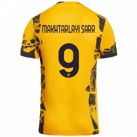 Kandiny Dames Amadou Makhtarlayi Sarr #9 Goud Zwart Thuisshirt Derde Tenue 2024/25 T-Shirt