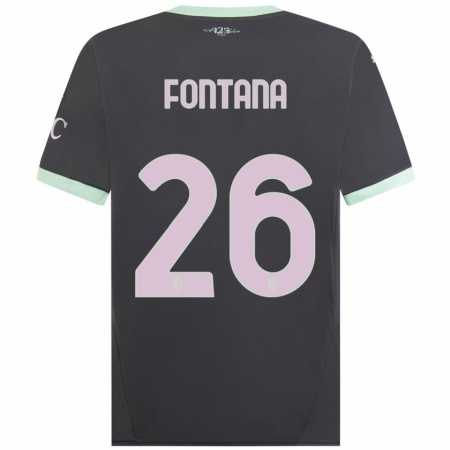 Kandiny Dames Francesco Fontana #26 Grijs Thuisshirt Derde Tenue 2024/25 T-Shirt