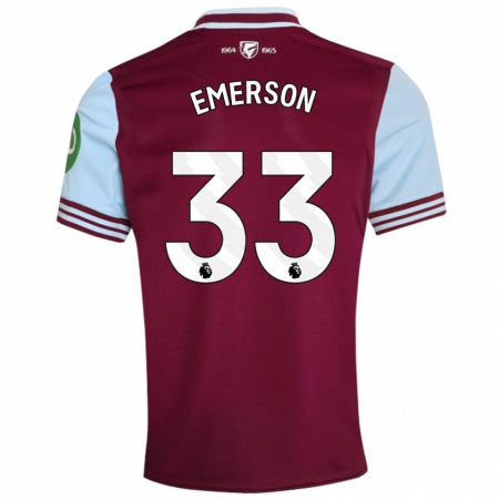 Kandiny Kinderen Emerson #33 Donkerrood Thuisshirt Thuistenue 2024/25 T-Shirt