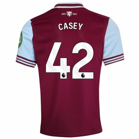 Kandiny Kinderen Kaelan Casey #42 Donkerrood Thuisshirt Thuistenue 2024/25 T-Shirt